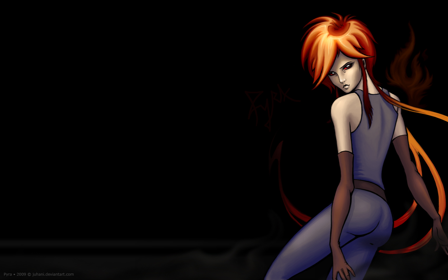 Pyra pyro girl superhero widescreen wallpaper fire art