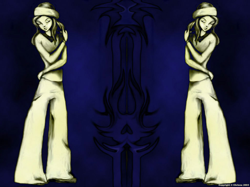 mirror lonely girl wallpaper art